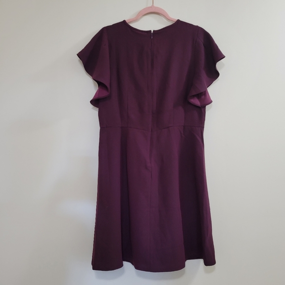 Loft a line ruffle sleeve purple dress nwt - Picture 4 of 4